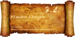 Hlavács Líviusz névjegykártya